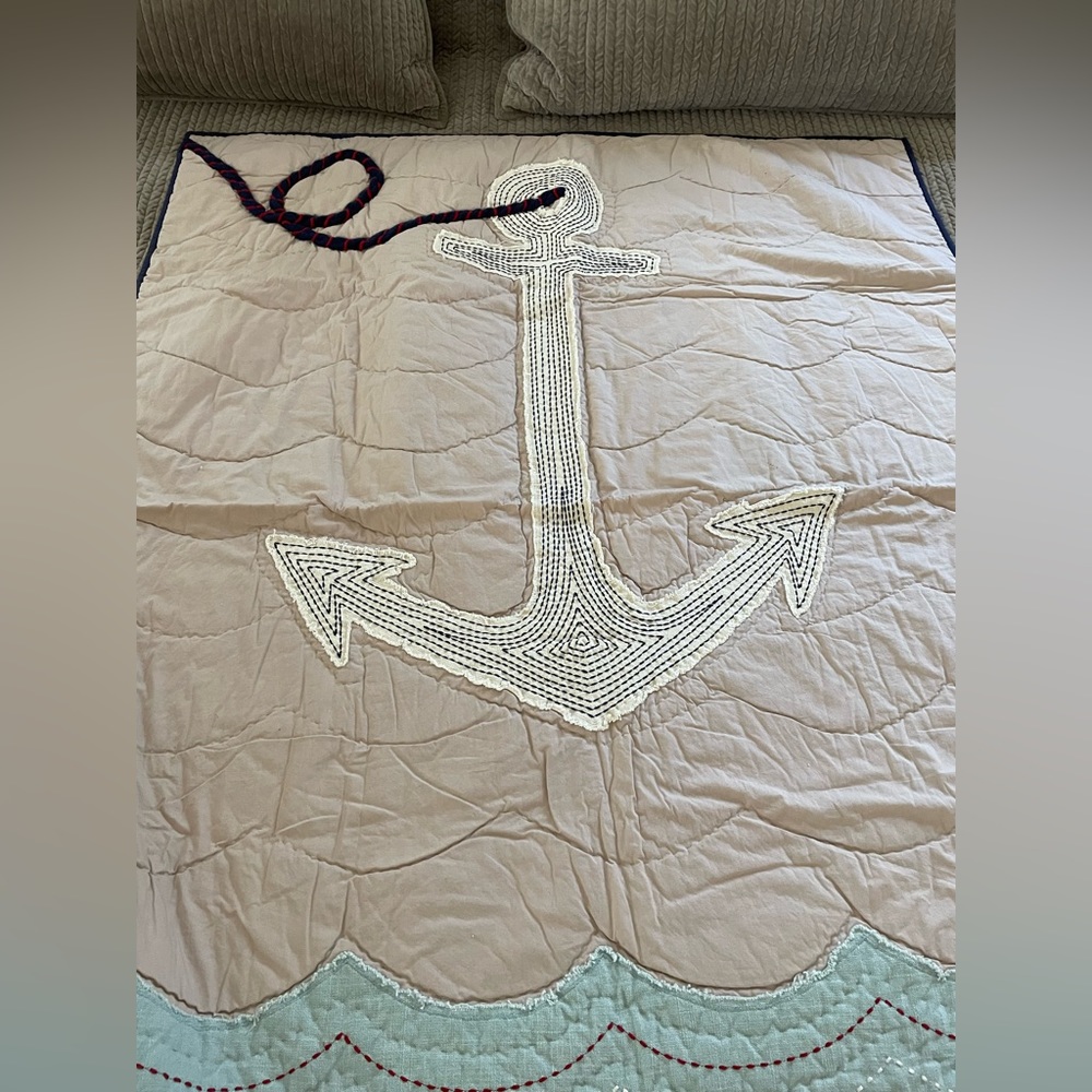 Land of Nod (Crate and Barrel) crib blankets with anchor